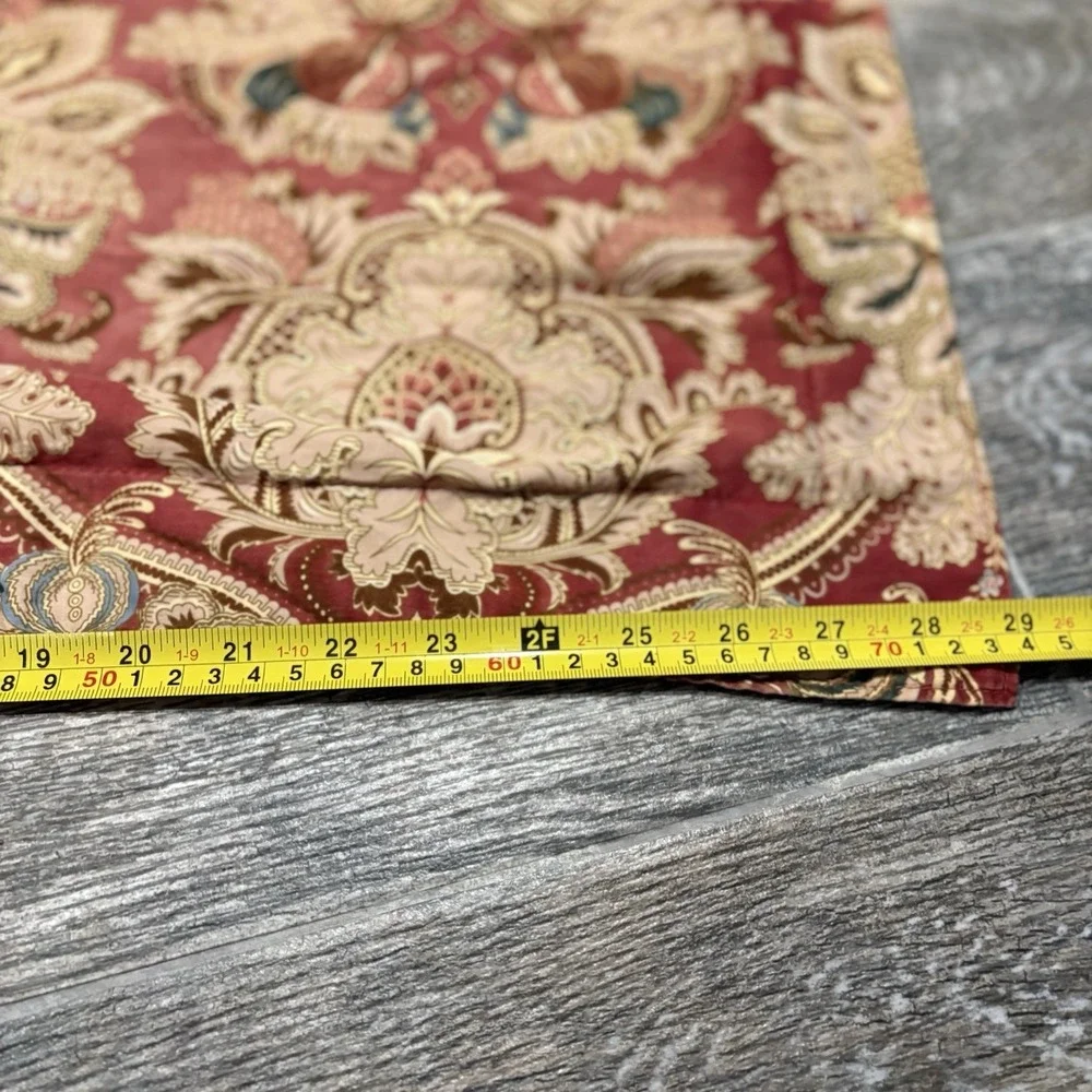 RALPH LAUREN JARDINIERE RED/GOLD SATEEN  Euro Square Pillow Paisley Sham